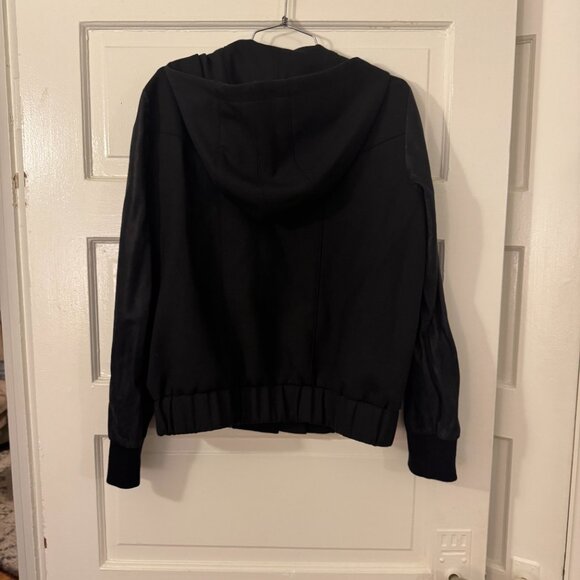 Helmut Lang Women's Hooded Shell Jacket - L Black Moto / Bomber, wool leather - Picture 10 of 13